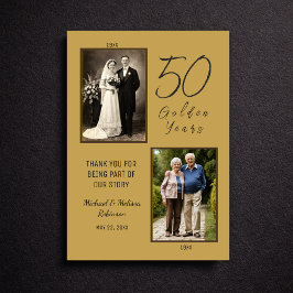 Elegant 50th Anniversary Gold Photo Thank You Dankeskarte