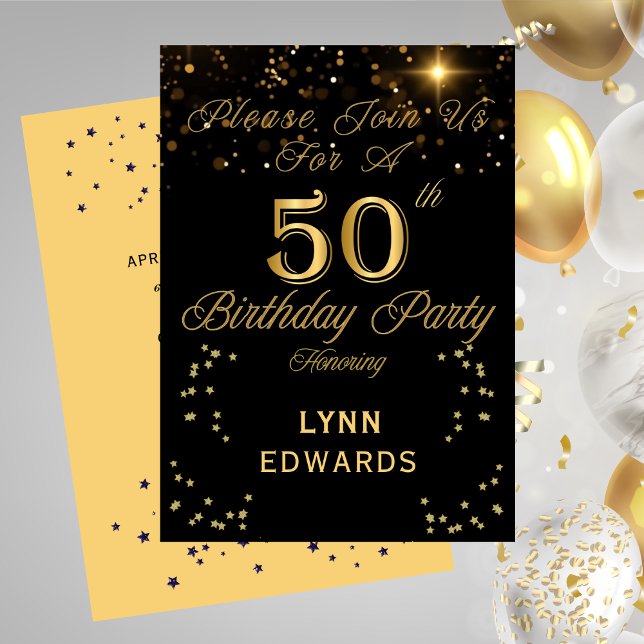 Elegant 50th Birthday Party Invitation Gold Einladung (Elegant 50th Birthday Party Invitation Gold)