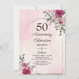 Elegant 50th Wedding Anniversary Floral Celebratio Einladung