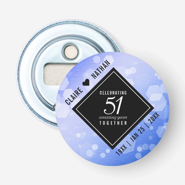 Elegant 51. Saphire Hochzeitstag Flaschenöffner (Vorderseite)