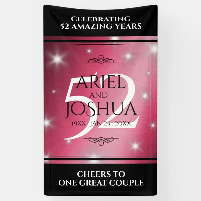Elegant 52. Star Ruby Wedding Jubiläum Banner (Vertikal)