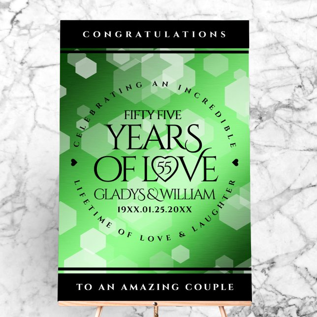 Elegant 55. Emerald Wedding Jubiläum Acrylschild (Elegant 55th Emerald Wedding Anniversary Acrylic Sign Cover Photo)
