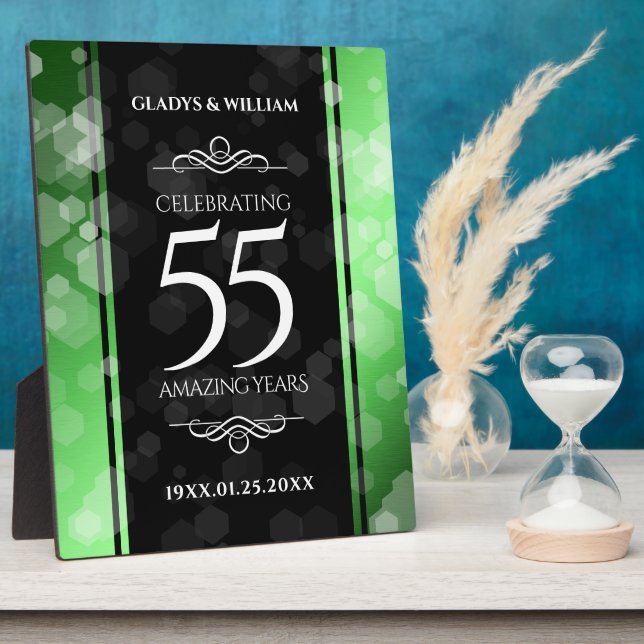 Elegant 55. Emerald Wedding Jubiläum Fotoplatte (Seite)