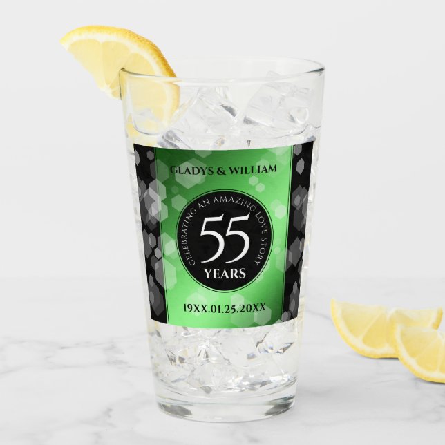 Elegant 55. Emerald Wedding Jubiläum Glas (Vorderseite Ice)