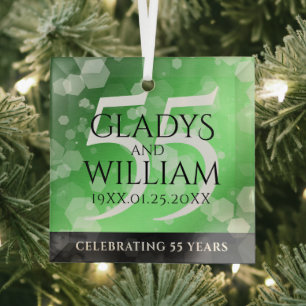 Elegant 55. Emerald Wedding Jubiläum Ornament Aus Glas