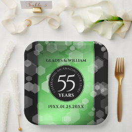 Elegant 55. Emerald Wedding Jubiläum Pappteller