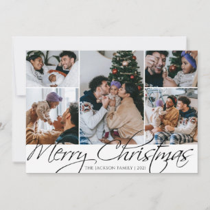Elegant 5 Foto Frohe Weihnachtsfoto-Karte Einladung