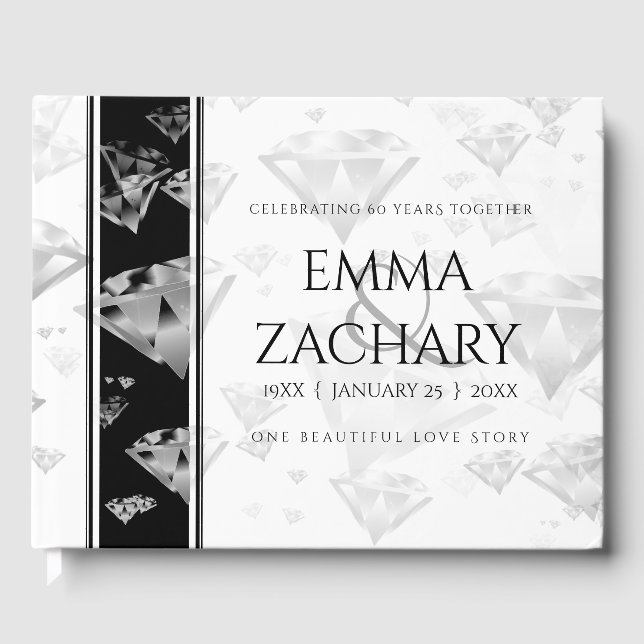 Elegant 60. 75. Diamond Wedding Jubiläum Gästebuch (Vorderseite)