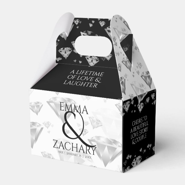 Elegant 60. 75. Diamond Wedding Jubiläum Geschenkschachtel (Rückseite)