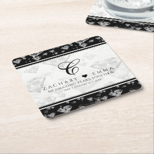 Elegant 60. 75. Diamond Wedding Jubiläum Rechteckiger Pappuntersetzer