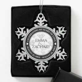 Elegant 60. 75. Diamond Wedding Jubiläum Schneeflocken Zinn-Ornament