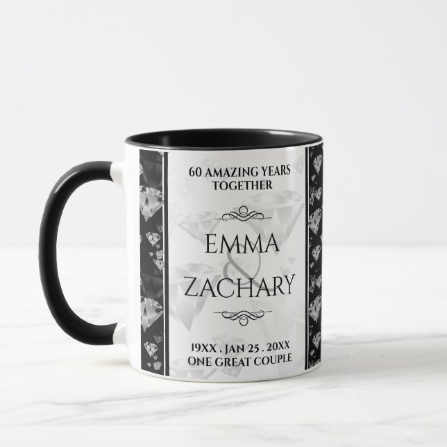 Elegant 60. 75. Diamond Wedding Jubiläum Tasse (Links)