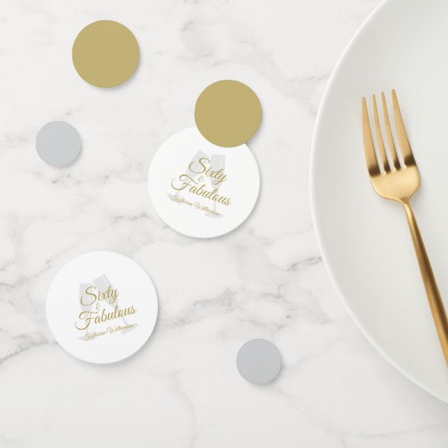 Elegant 60 and Fabulous Birthday Party White Gold  Konfetti (Gruppe)