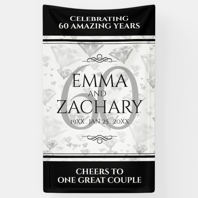 Elegant 60. Diamond Wedding Jubiläum Banner (Vertikal)