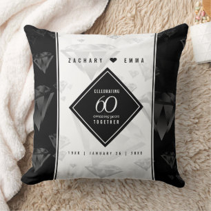 Elegant 60. Diamond Wedding Jubiläum Kissen