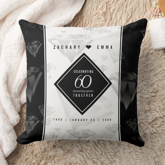 Elegant 60. Diamond Wedding Jubiläum Kissen (Decke)