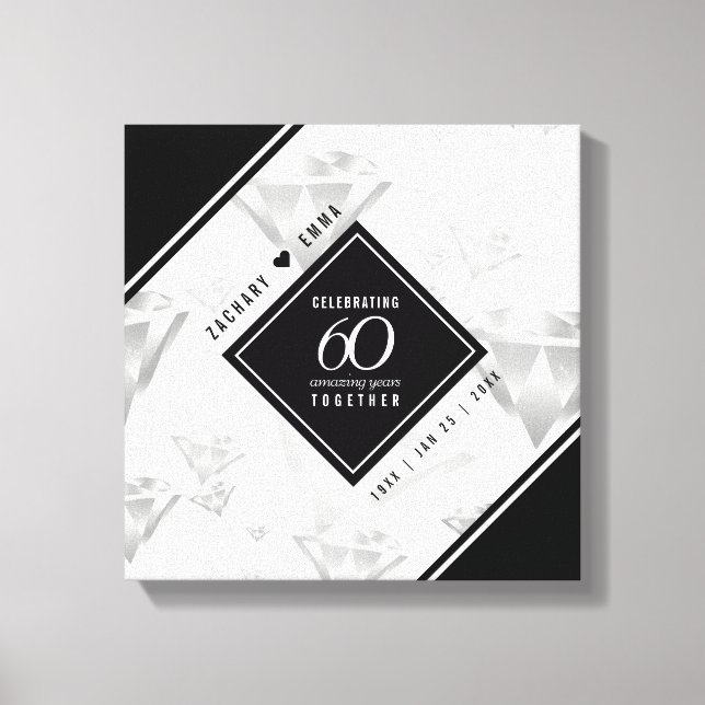 Elegant 60. Diamond Wedding Jubiläum Leinwanddruck (Vorderseite)