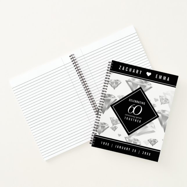 Elegant 60. Diamond Wedding Jubiläum Notizbuch (Innenseite)