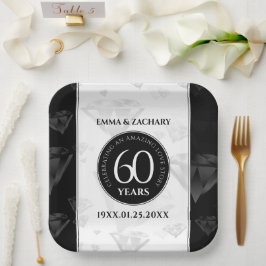 Elegant 60. Diamond Wedding Jubiläum Pappteller