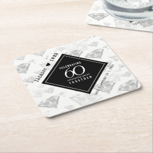 Elegant 60. Diamond Wedding Jubiläum Rechteckiger Pappuntersetzer