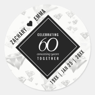 Elegant 60. Diamond Wedding Jubiläum Runder Aufkleber