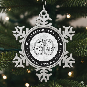Elegant 60. Diamond Wedding Jubiläum Schneeflocken Zinn-Ornament