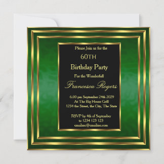 Elegant 60. Geburtstag Emerald Green Gold Einladung