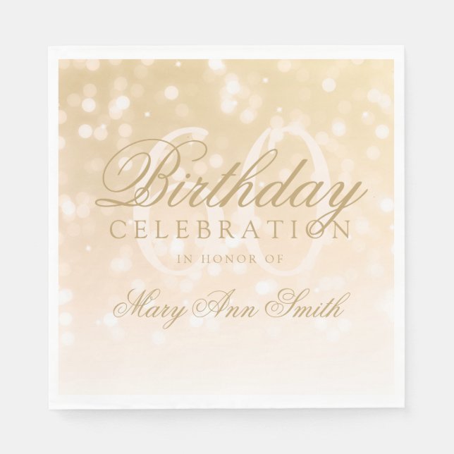 Elegant 60. Geburtstag Gold Bokeh Sparkle Lights Serviette (Vorderseite)