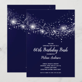 Elegant 60. Geburtstag Sterne Navy Blue Einladung