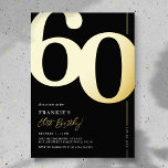 Elegant 60. Geburtstagsparty Einladung<br><div class="desc">Echte Folie Schwarz und Gold 60. Geburtstagsfeier Einladungen mit der Nummer '60' in einem großen Serif-Schriftart,  und eine moderne Einladungs-Vorlage,  die leicht zu personalisieren ist.</div>