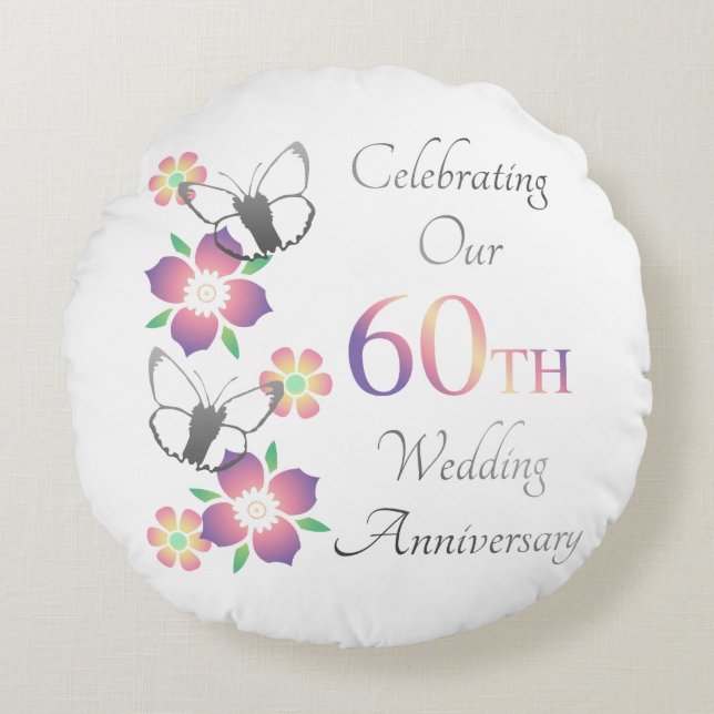 Elegant 60 Jahre Rundes Kissen (Vorderseite)