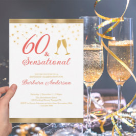 Elegant 60 & Sensational Gold und Rosa Geburtstag Einladung
