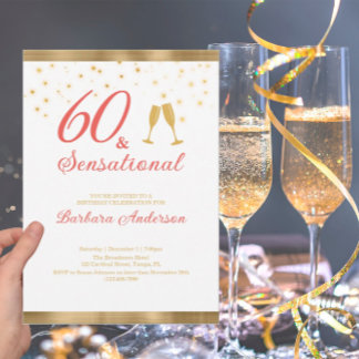 Elegant 60 & Sensational Gold und Rosa Geburtstag Einladung