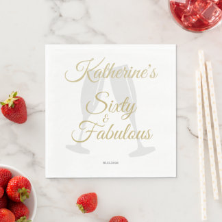 Elegant 60 und Fabelhaft Geburtstagsfeier Weißgold Serviette