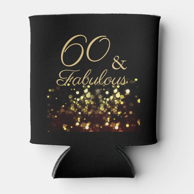 Elegant 60 und fabelhaft Schwarz und Gold Dosenkühler (Vorderseite)
