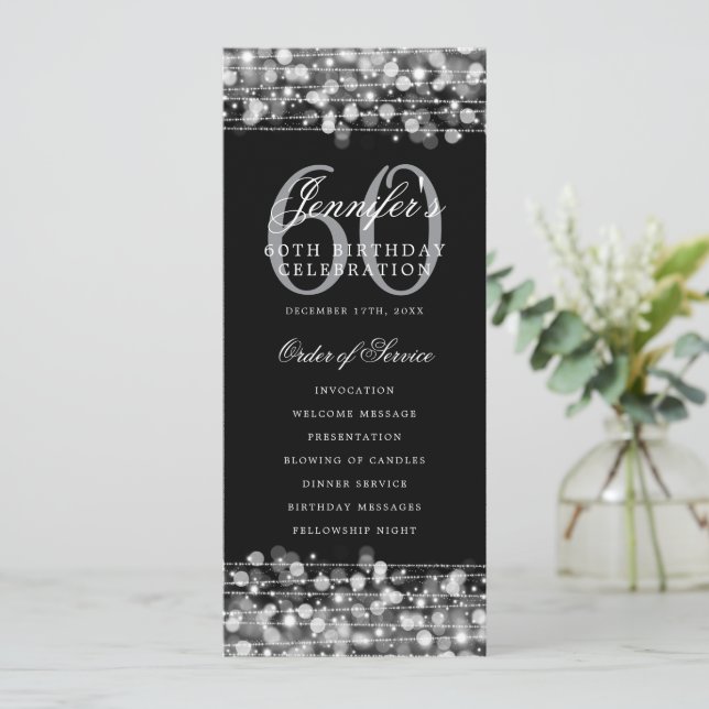 Élégant 60e anniversaire programme de fête Argent  (Debout devant)