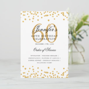 Élégant 60e Anniversaire Programme Menu Gold