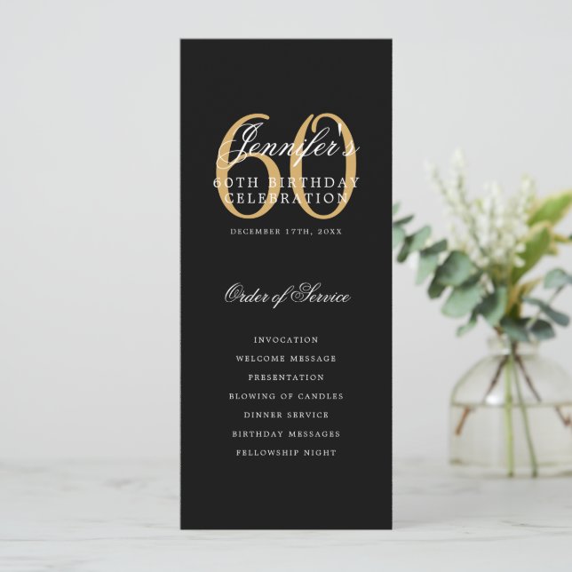 Élégant 60e Programme Gold Black Menu+Merci (Debout devant)