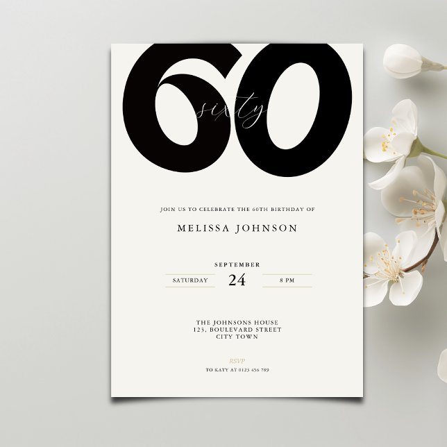 Elegant 60th Birthday Invitation - Minimal Style Einladung (Von Creator hochgeladen)