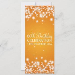 Elegant 60th Birthday Party Winter Sparkle Orange Einladung