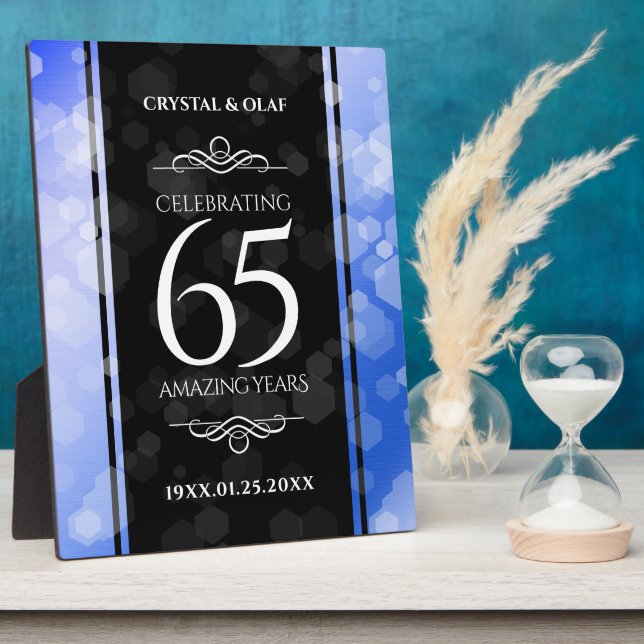 Elegant 65. Blue Sapphire Hochzeitstag Fotoplatte (Seite)