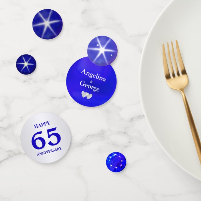Elegant 65. Blue Sapphire Hochzeitstag Konfetti (Gruppe)