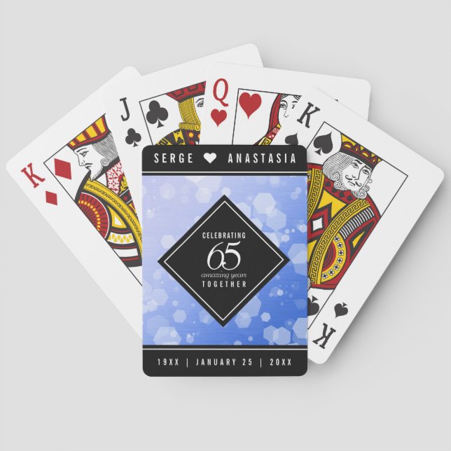 Elegant 65. Blue Sapphire Hochzeitstag Spielkarten (Rückseite)