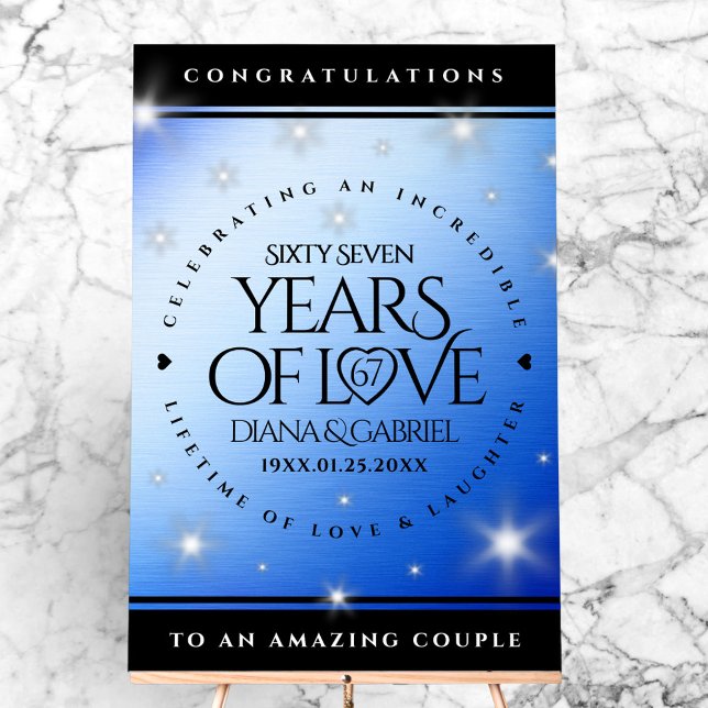 Élégant 67e anniversaire Mariage de Star Sapphire (Elegant 67th Star Sapphire Wedding Anniversary Acrylic Sign Cover Photo)