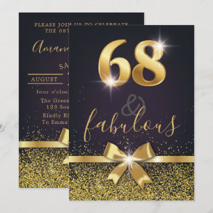 Elegant 68 & Fabulous Gold Glitzer 68. Geburtstag Einladung
