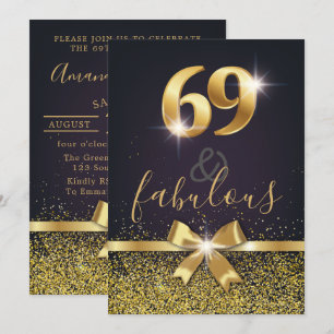 Elegant 69 & Fabulous Gold Glitzer 69. Geburtstag Einladung