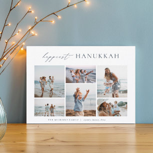 Elegant 6 Foto Collage Happiest Hanukkah Feiertagskarte