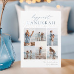 Elegant 6 Foto Collage Happiest Hanukkah Feiertagskarte<br><div class="desc">Freuen Sie sich auf diese modernen Hanukkah-Urlaubskarten,  die 6 Ihrer beliebtesten Fotos in einer Gitterkollektion enthalten. "Happiest Hanukkah" erscheint oben in der Hand mit Schriftzeichen und klassischen Serifenschriften. Personalisieren Sie mit Ihrem Familiennamen und dem Jahr unten rechts.</div>