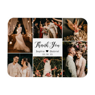 Elegant 6 Foto Collage Wedding Danke Magnet