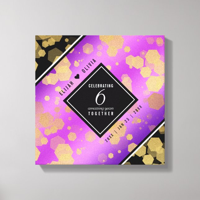 Elegant 6. Geburtstag von Amethyst Leinwanddruck (Vorderseite)